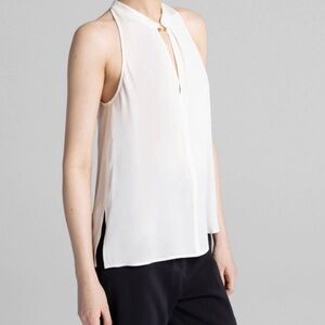 A.L.C. Ivory drapey key hole sleeveless blouse NWT